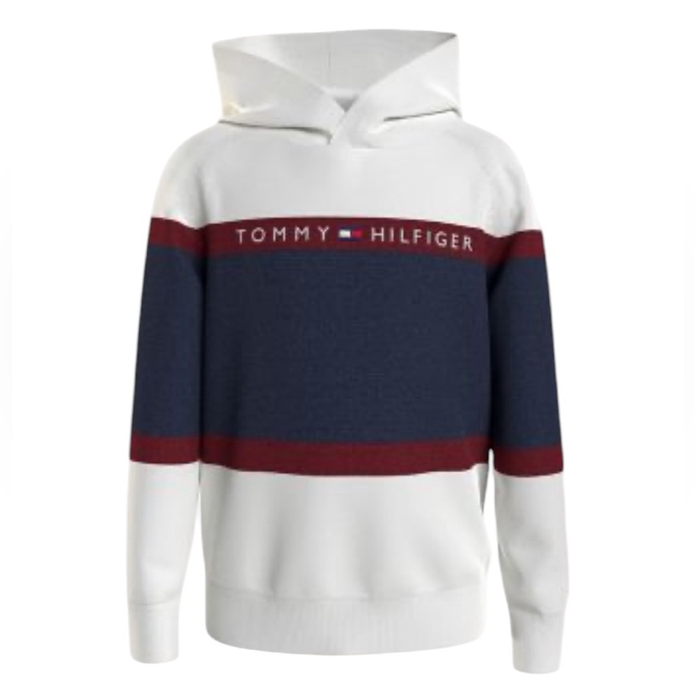 NWT Tommy Hilfiger Big Boys Colorblock‎ Hooded Sweater Classic Preppy Casual